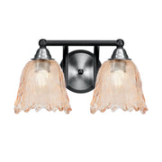 Toltec Paramount 8.75in 2-Light Bath Bar | Modern Matte Black & Brushed Nickel and Amber Lava Glass | Bathroom Vanity | 8 x 8.75 in | Model 3422-MBBN-4233