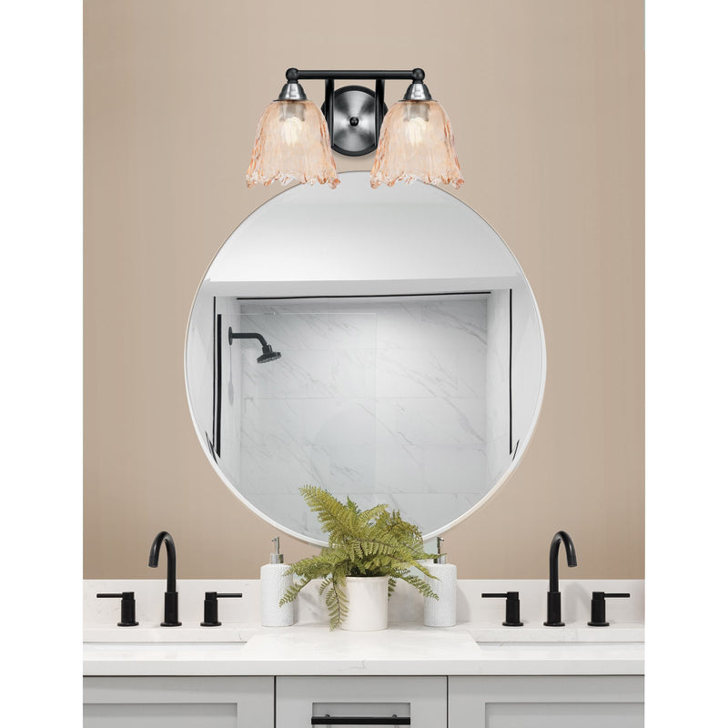 Toltec Paramount 8.75in 2-Light Bath Bar | Modern Matte Black & Brushed Nickel and Amber Lava Glass | Bathroom Vanity | 8 x 8.75 in | Model 3422-MBBN-4233
