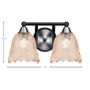 Toltec Paramount 8.75in 2-Light Bath Bar | Modern Matte Black & Brushed Nickel and Amber Lava Glass | Bathroom Vanity | 8 x 8.75 in | Model 3422-MBBN-4233