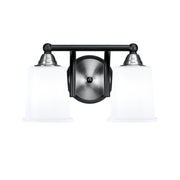 Toltec Paramount 2-Light Bath Bar | Matte Black & Brushed Nickel Steel and White Opal Glass | Bathroom & Powder Room Vanity | D 7.25 x H 7.75 in | Model 3422-MBBN-5031