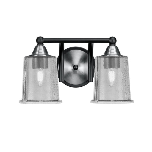 Toltec Paramount 2-Light Bath Bar | Matte Black & Brushed Nickel Steel and Smoke Bubble Glass | Bathroom & Powder Room Vanity | D 7.25 x H 7.75 in | Model 3422-MBBN-5032