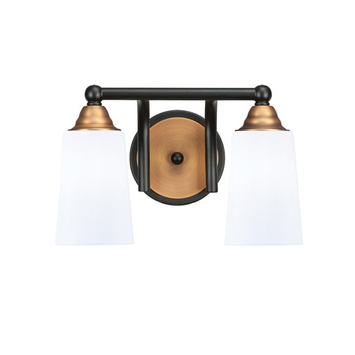 Toltec Paramount 8.75in 2-Light Bath Bar | Modern Matte Black & Brass and White Opal Glass | Bathroom Vanity | 7.25 x 8.75 in | Model 3422-MBBR-261