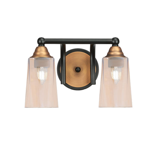 Toltec Paramount 2-Light Bath Bar | Matte Black & Brass with Amber Gradient Glass | Bathroom Vanity & Powder Room | 7.25 x 8.75 in | Model 3422-MBBR-263