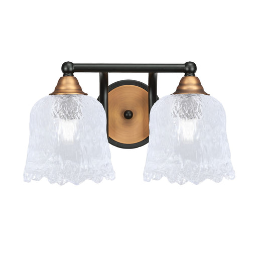Toltec Paramount 8.75in 2-Light Bath Bar | Modern Matte Black and Brass with Clear Lava Glass | Bathroom Vanity | 8 x 8.75 in | Model 3422-MBBR-4230