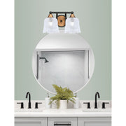 Toltec Paramount 8.75in 2-Light Bath Bar | Modern Matte Black and Brass with Clear Lava Glass | Bathroom Vanity | 8 x 8.75 in | Model 3422-MBBR-4230