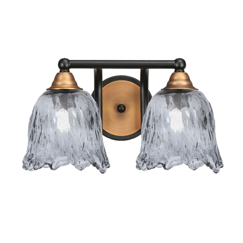 Toltec Paramount 8.75in 2-Light Bath Bar | Modern Matte Black and Brass with Smoke Lava Glass | Bathroom Vanity | 8 x 8.75 in | Model 3422-MBBR-4232