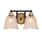 Toltec Paramount 8.75in 2-Light Bath Bar | Modern Matte Black and Brass with Amber Lava Glass | Bathroom Vanity | 8 x 8.75 in | Model 3422-MBBR-4233