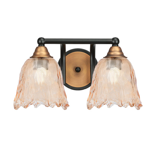 Toltec Paramount 8.75in 2-Light Bath Bar | Modern Matte Black and Brass with Amber Lava Glass | Bathroom Vanity | 8 x 8.75 in | Model 3422-MBBR-4233