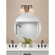 Toltec Paramount 8.75in 2-Light Bath Bar | Modern Matte Black and Brass with Amber Lava Glass | Bathroom Vanity | 8 x 8.75 in | Model 3422-MBBR-4233