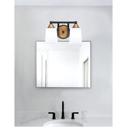 Toltec Paramount 2-Light Bath Bar | Matte Black & Brass with White Opal Glass | Bathroom Vanity & Powder Room | 7.25 x 7.75 in | Model 3422-MBBR-5031