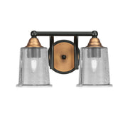 Toltec Paramount 2-Light Bath Bar | Matte Black & Brass with Smoke Bubble Glass | Bathroom Vanity & Powder Room | 7.25 x 7.75 in | Model 3422-MBBR-5032