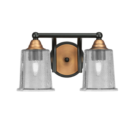 Toltec Paramount 2-Light Bath Bar | Matte Black & Brass with Smoke Bubble Glass | Bathroom Vanity & Powder Room | 7.25 x 7.75 in | Model 3422-MBBR-5032