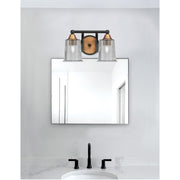 Toltec Paramount 2-Light Bath Bar | Matte Black & Brass with Smoke Bubble Glass | Bathroom Vanity & Powder Room | 7.25 x 7.75 in | Model 3422-MBBR-5032