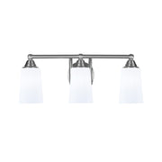 Toltec Paramount 3-Light Bath Bar | Brushed Nickel and White Opal Glass | Bathroom Vanity & Powder Room | 7.25 x 8.75 in | Model 3423-BN-261
