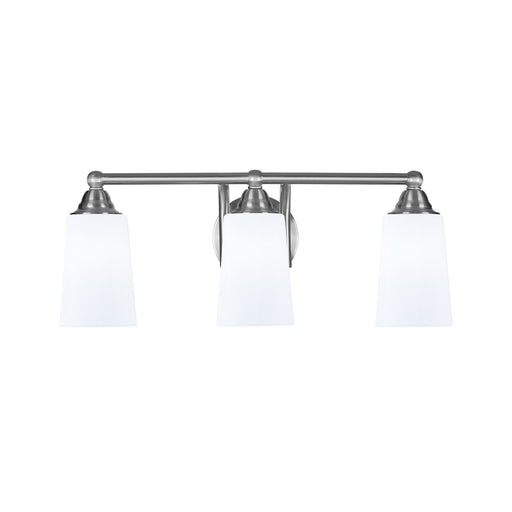 Toltec Paramount 3-Light Bath Bar | Brushed Nickel and White Opal Glass | Bathroom Vanity & Powder Room | 7.25 x 8.75 in | Model 3423-BN-261