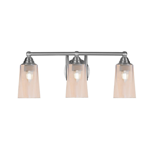 Toltec Paramount 3-Light Bath Bar | Brushed Nickel and Amber Gradient Glass | Bathroom Vanity & Powder Room | 7.25 x 8.75 in | Model 3423-BN-263