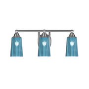Toltec Paramount 3-Light Bath Bar | Brushed Nickel and Blue Gradient Glass | Bathroom Vanity & Powder Room | 7.25 x 8.75 in | Model 3423-BN-265