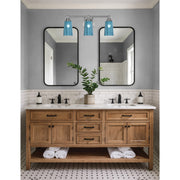 Toltec Paramount 3-Light Bath Bar | Brushed Nickel and Blue Gradient Glass | Bathroom Vanity & Powder Room | 7.25 x 8.75 in | Model 3423-BN-265