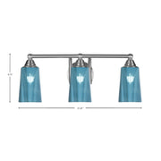 Toltec Paramount 3-Light Bath Bar | Brushed Nickel and Blue Gradient Glass | Bathroom Vanity & Powder Room | 7.25 x 8.75 in | Model 3423-BN-265