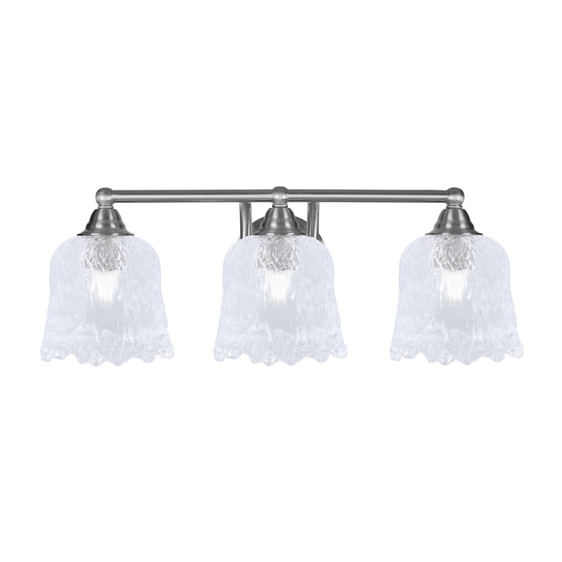 Toltec Paramount 3-Light Bath Bar | Brushed Nickel and Clear Lava Glass | Bathroom Vanity & Powder Room | 8 x 8.75 in | Model 3423-BN-4230