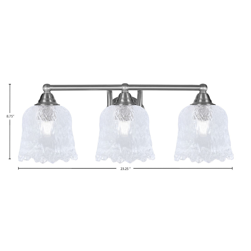 Toltec Paramount 3-Light Bath Bar | Brushed Nickel and Clear Lava Glass | Bathroom Vanity & Powder Room | 8 x 8.75 in | Model 3423-BN-4230