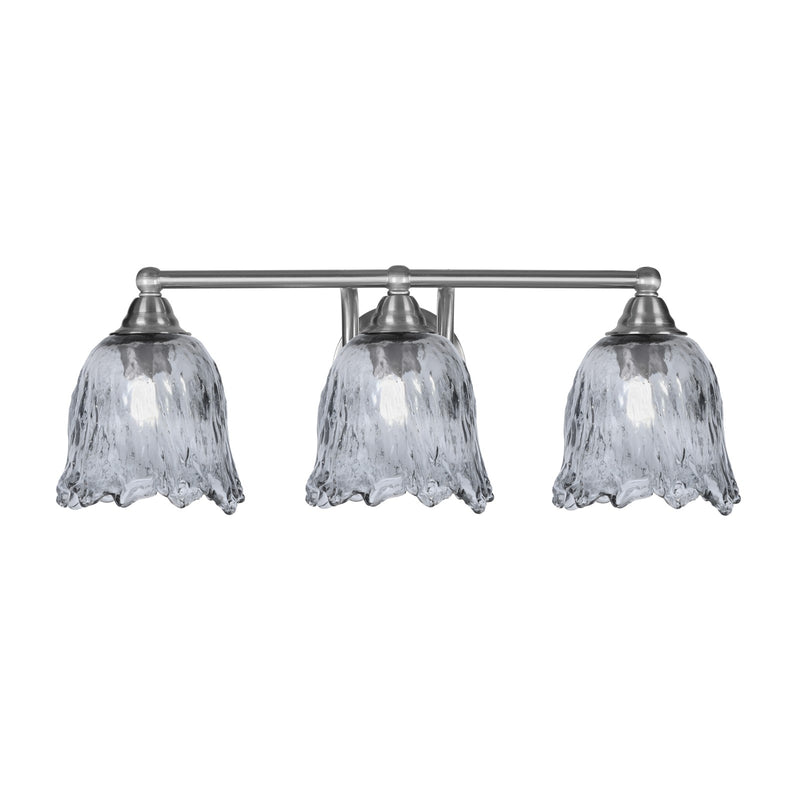 Toltec Paramount 3-Light Bath Bar | Brushed Nickel Steel and Smoke Bubble Glass | Bathroom Vanity & Powder Room | 8 x 8.75 in | Model 3423-BN-4232