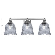 Toltec Paramount 3-Light Bath Bar | Brushed Nickel Steel and Smoke Bubble Glass | Bathroom Vanity & Powder Room | 8 x 8.75 in | Model 3423-BN-4232