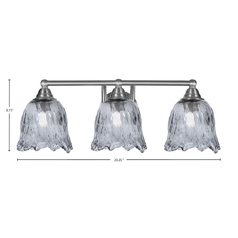 Toltec Paramount 3-Light Bath Bar | Brushed Nickel Steel and Smoke Bubble Glass | Bathroom Vanity & Powder Room | 8 x 8.75 in | Model 3423-BN-4232