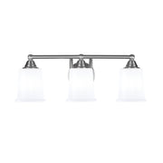 Toltec Paramount 3-Light Bath Bar | Brushed Nickel and White Opal Glass | Bathroom Vanity & Powder Room | 7.25 x 7.75 in | Model 3423-BN-5031