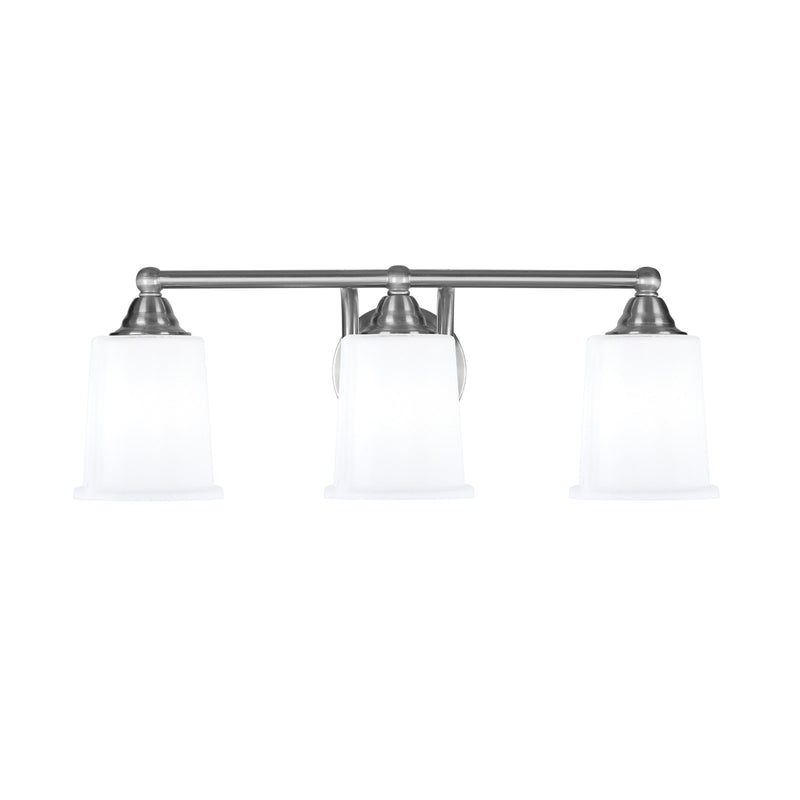 Toltec Paramount 3-Light Bath Bar | Brushed Nickel and White Opal Glass | Bathroom Vanity & Powder Room | 7.25 x 7.75 in | Model 3423-BN-5031
