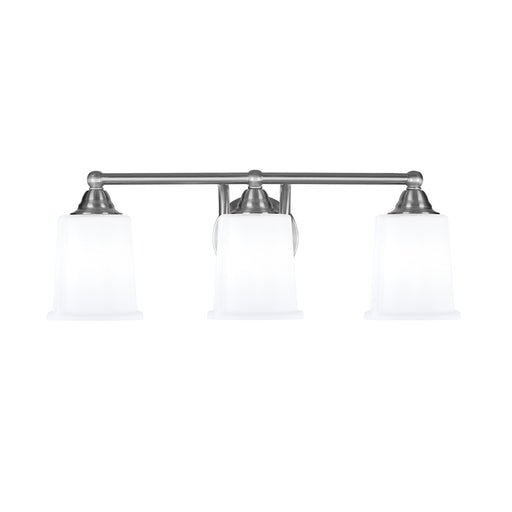 Toltec Paramount 3-Light Bath Bar | Brushed Nickel and White Opal Glass | Bathroom Vanity & Powder Room | 7.25 x 7.75 in | Model 3423-BN-5031