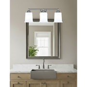 Toltec Paramount 3-Light Bath Bar | Brushed Nickel and White Opal Glass | Bathroom Vanity & Powder Room | 7.25 x 7.75 in | Model 3423-BN-5031