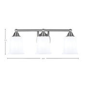 Toltec Paramount 3-Light Bath Bar | Brushed Nickel and White Opal Glass | Bathroom Vanity & Powder Room | 7.25 x 7.75 in | Model 3423-BN-5031