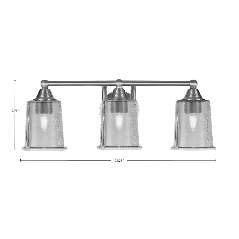Toltec Paramount 3-Light Bath Bar | Brushed Nickel and Smoke Bubble Glass | Bathroom Vanity & Powder Room | 7.25 x 7.75 in | Model 3423-BN-5032