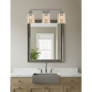 Toltec Paramount 3-Light Bath Bar | Brushed Nickel and Amber Bubble Glass | Bathroom Vanity & Powder Room | 7.25 x 7.75 in | Model 3423-BN-5033
