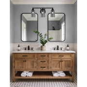 Toltec Paramount 3-Light Bath Bar | Matte Black Steel and Smoke Bubble Glass | Bathroom Vanity & Powder Room | 7.25 x 8.75 in | Model 3423-MB-262