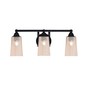 Toltec Paramount 3-Light Bath Bar | Modern Matte Black and Amber Gradient Glass | Bathroom Vanity & Powder Room | 7.25 x 8.75 in | Model 3423-MB-263