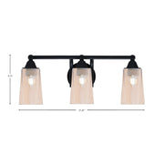 Toltec Paramount 3-Light Bath Bar | Modern Matte Black and Amber Gradient Glass | Bathroom Vanity & Powder Room | 7.25 x 8.75 in | Model 3423-MB-263