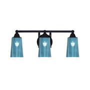 Toltec Paramount 3-Light Bath Bar | Modern Matte Black and Blue Gradient Glass | Bathroom Vanity & Powder Room | 7.25 x 8.75 in | Model 3423-MB-265
