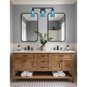 Toltec Paramount 3-Light Bath Bar | Modern Matte Black and Blue Gradient Glass | Bathroom Vanity & Powder Room | 7.25 x 8.75 in | Model 3423-MB-265