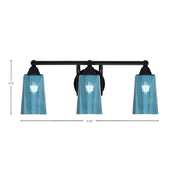 Toltec Paramount 3-Light Bath Bar | Modern Matte Black and Blue Gradient Glass | Bathroom Vanity & Powder Room | 7.25 x 8.75 in | Model 3423-MB-265