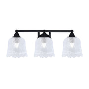 Toltec Paramount 3-Light Bath Bar | Modern Matte Black and Clear Lava Glass | Bathroom & Powder Room Vanity Light | 8 x 8.75 in | Model 3423-MB-4230