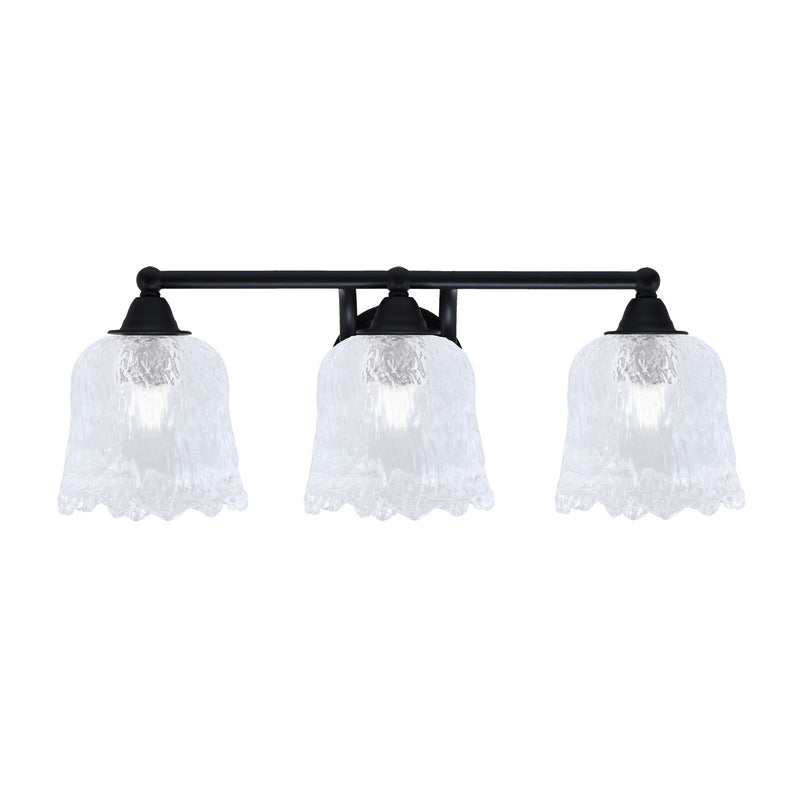 Toltec Paramount 3-Light Bath Bar | Modern Matte Black and Clear Lava Glass | Bathroom & Powder Room Vanity Light | 8 x 8.75 in | Model 3423-MB-4230