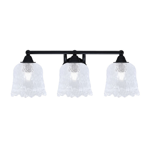 Toltec Paramount 3-Light Bath Bar | Modern Matte Black and Clear Lava Glass | Bathroom & Powder Room Vanity Light | 8 x 8.75 in | Model 3423-MB-4230