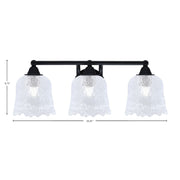 Toltec Paramount 3-Light Bath Bar | Modern Matte Black and Clear Lava Glass | Bathroom & Powder Room Vanity Light | 8 x 8.75 in | Model 3423-MB-4230