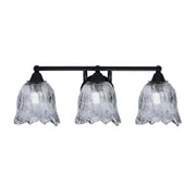 Toltec Paramount 3-Light Bath Bar | Modern Matte Black and Smoke Lava Glass | Bathroom & Powder Room Vanity Light | 8 x 8.75 in | Model 3423-MB-4232