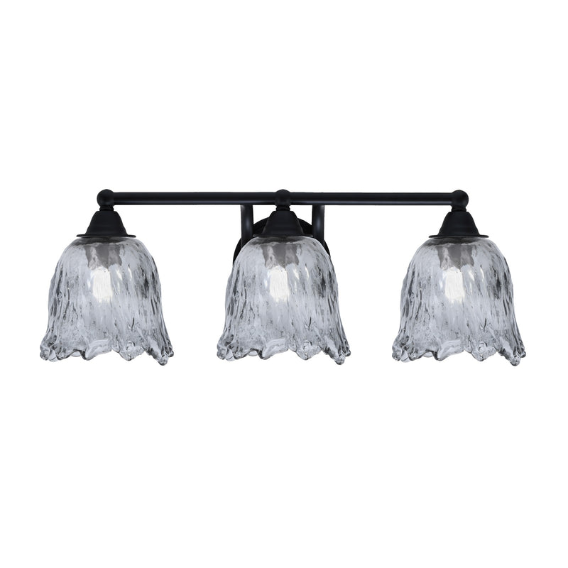Toltec Paramount 3-Light Bath Bar | Modern Matte Black and Smoke Lava Glass | Bathroom & Powder Room Vanity Light | 8 x 8.75 in | Model 3423-MB-4232