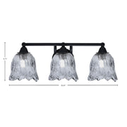 Toltec Paramount 3-Light Bath Bar | Modern Matte Black and Smoke Lava Glass | Bathroom & Powder Room Vanity Light | 8 x 8.75 in | Model 3423-MB-4232