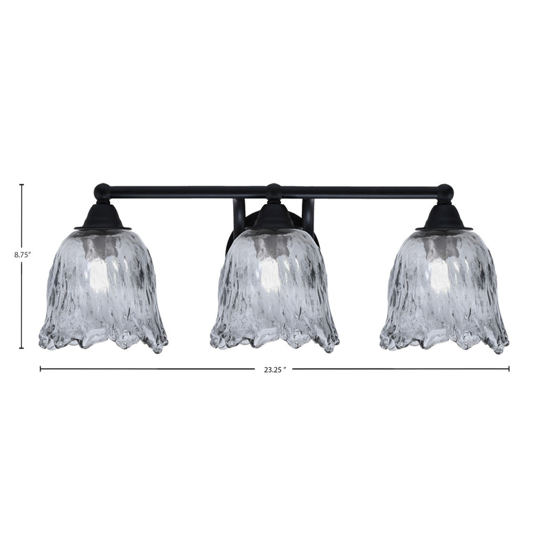 Toltec Paramount 3-Light Bath Bar | Modern Matte Black and Smoke Lava Glass | Bathroom & Powder Room Vanity Light | 8 x 8.75 in | Model 3423-MB-4232