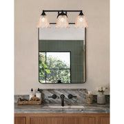 Toltec Paramount 3-Light Bath Bar | Modern Matte Black and Amber Lava Glass | Bathroom & Powder Room Vanity Light | 8 x 8.75 in | Model 3423-MB-4233